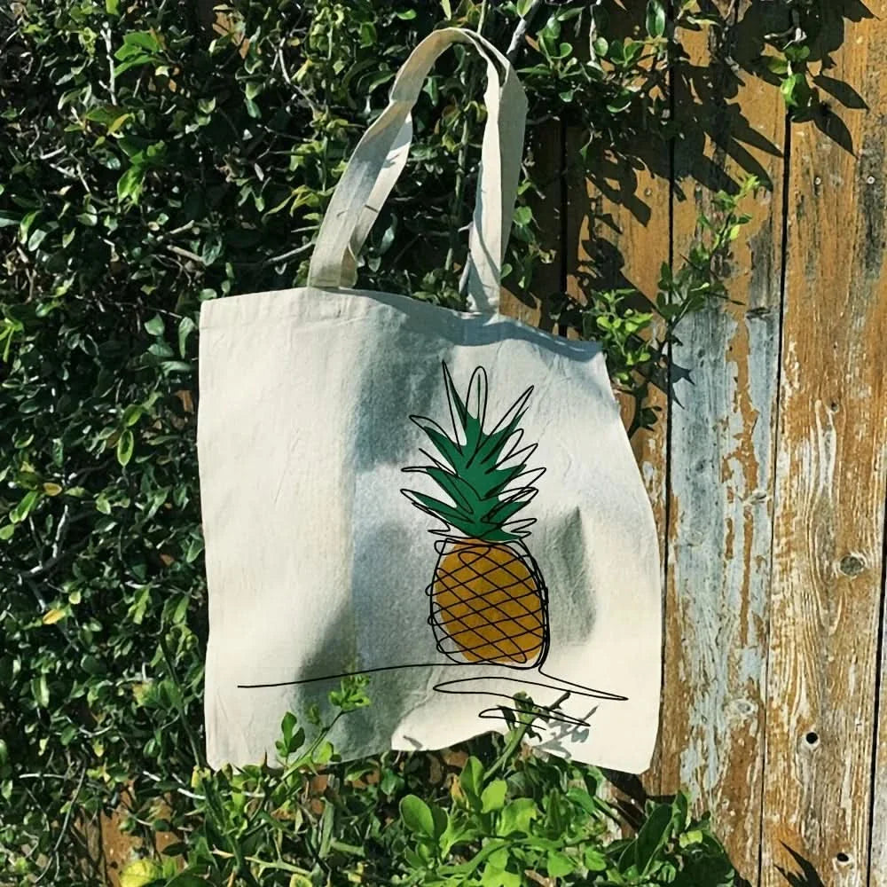 Pineapple Pattern Canvas Tote Bag – Chic Design for Daily Use