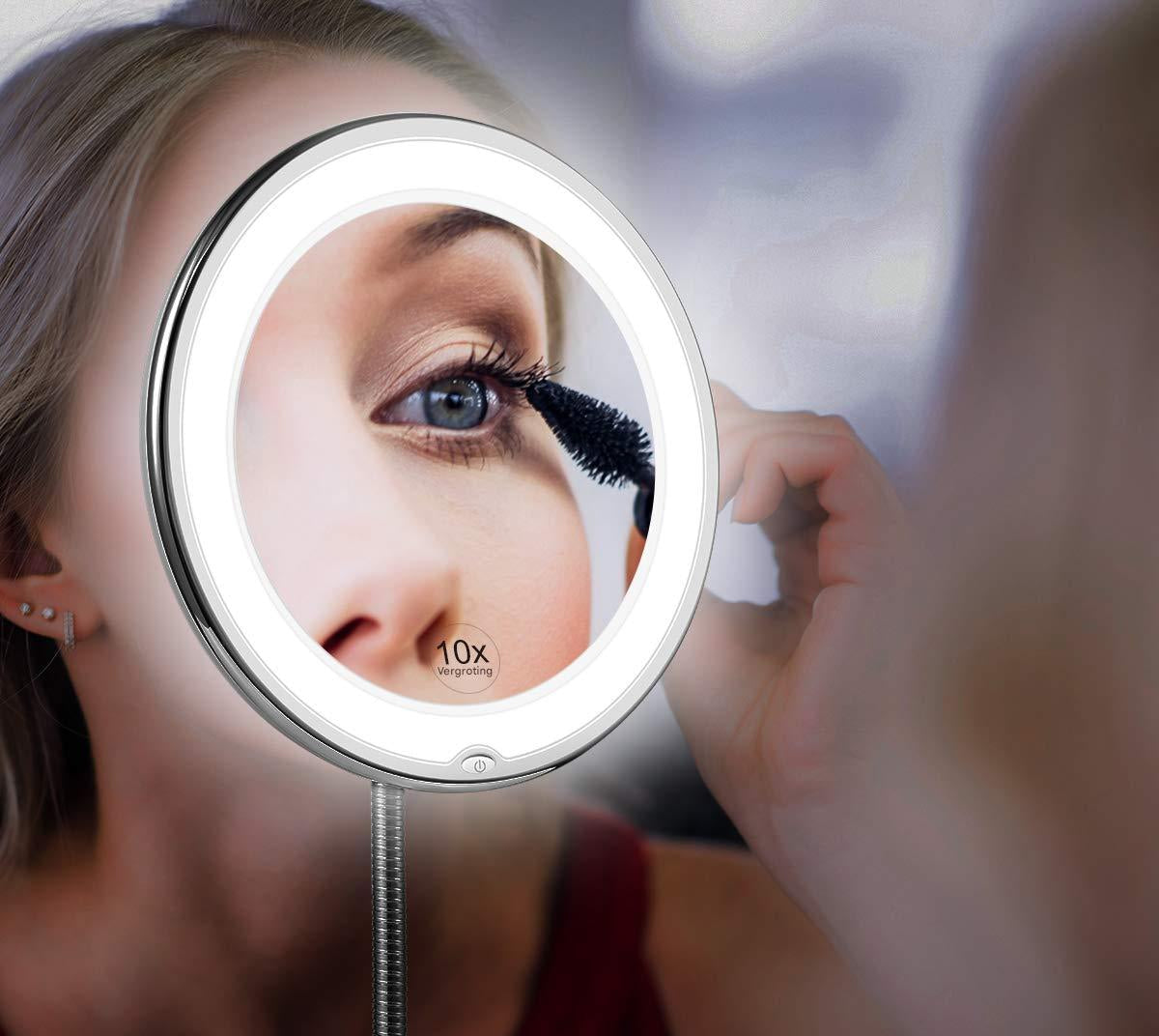 LuxeGlow 10x LED Vanity Mirror with Flexible Neck