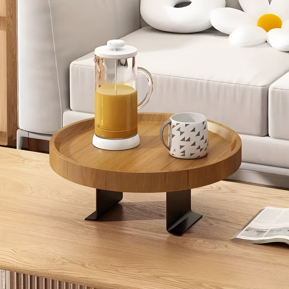 Round Clip-On Sofa Table | Tool-Free Attachment | Sofa Side Storage