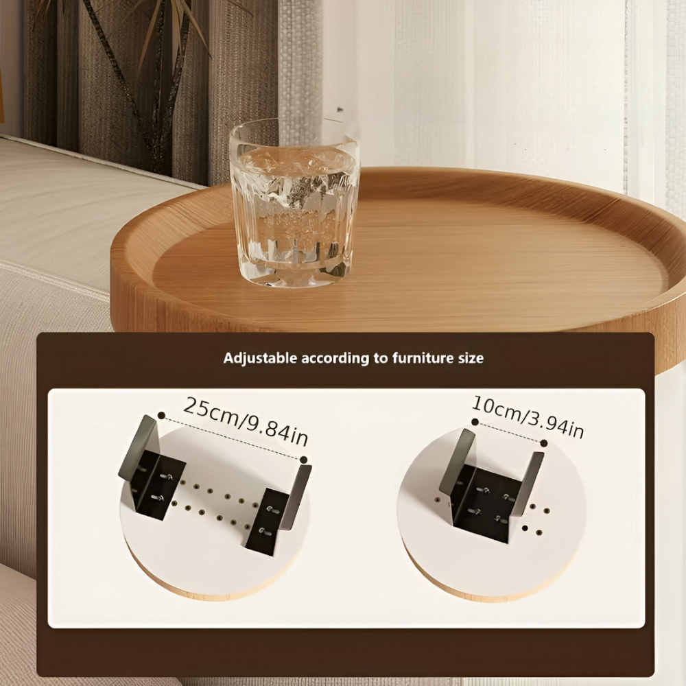 Round Clip-On Sofa Table | Tool-Free Attachment | Sofa Side Storage