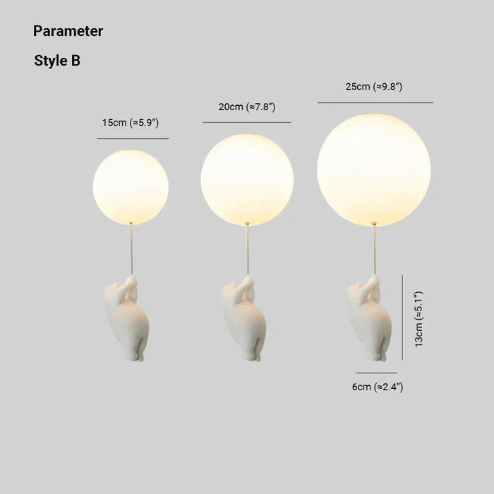 Whimsical Bear & Balloon LED Pendant Light for Kids' Rooms