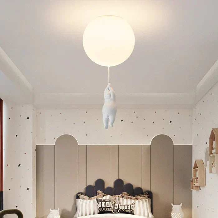 Whimsical Bear & Balloon LED Pendant Light for Kids' Rooms
