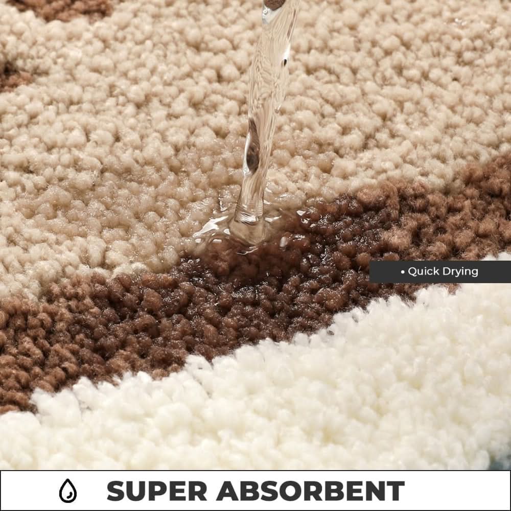Seaside Footprint Bath Mat - Non-Slip Bathroom Rug with Coastal Design