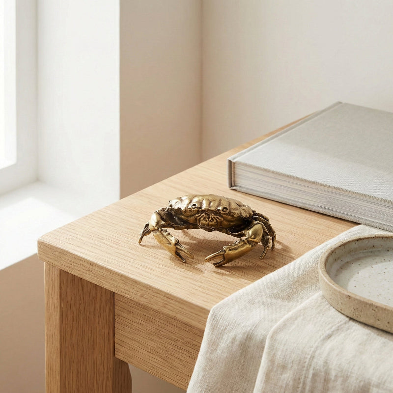 Coastal Charm Brass Crab Sculpture for Nautical Home Décor