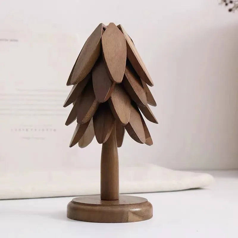 Wooden Tree Folding Coaster Set