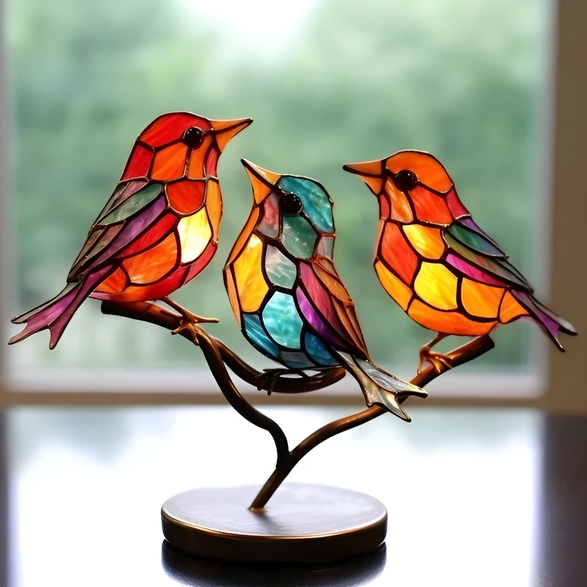Charming Avian Art Piece - Freestanding Acrylic Sculpture