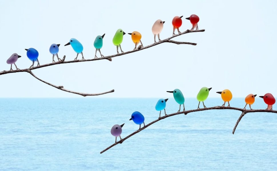 Vibrant Nature-Inspired Wall Art Featuring Recycled Glass Birds