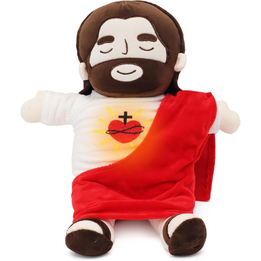 Interactive Plush Toy of Jesus with Breathing, Light, and Music Features