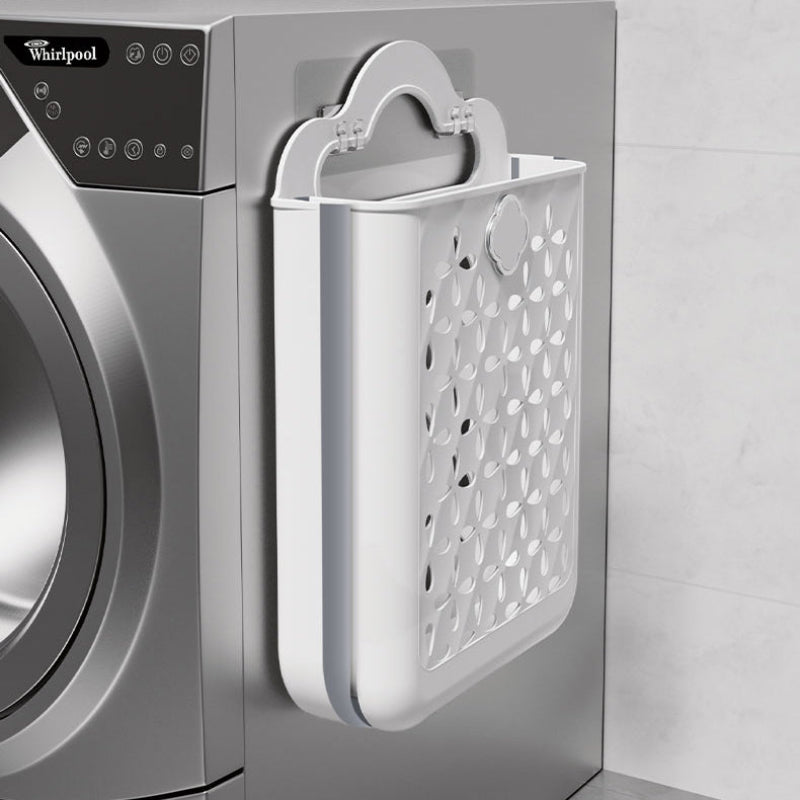 Space-Saving Wall-Mounted Laundry Organizer - Stylish Fabric Design