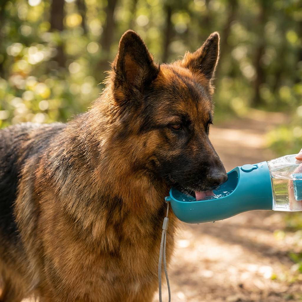 Dog Water Bottle with Food Storage and Waste Bag Dispenser - 3-in-1