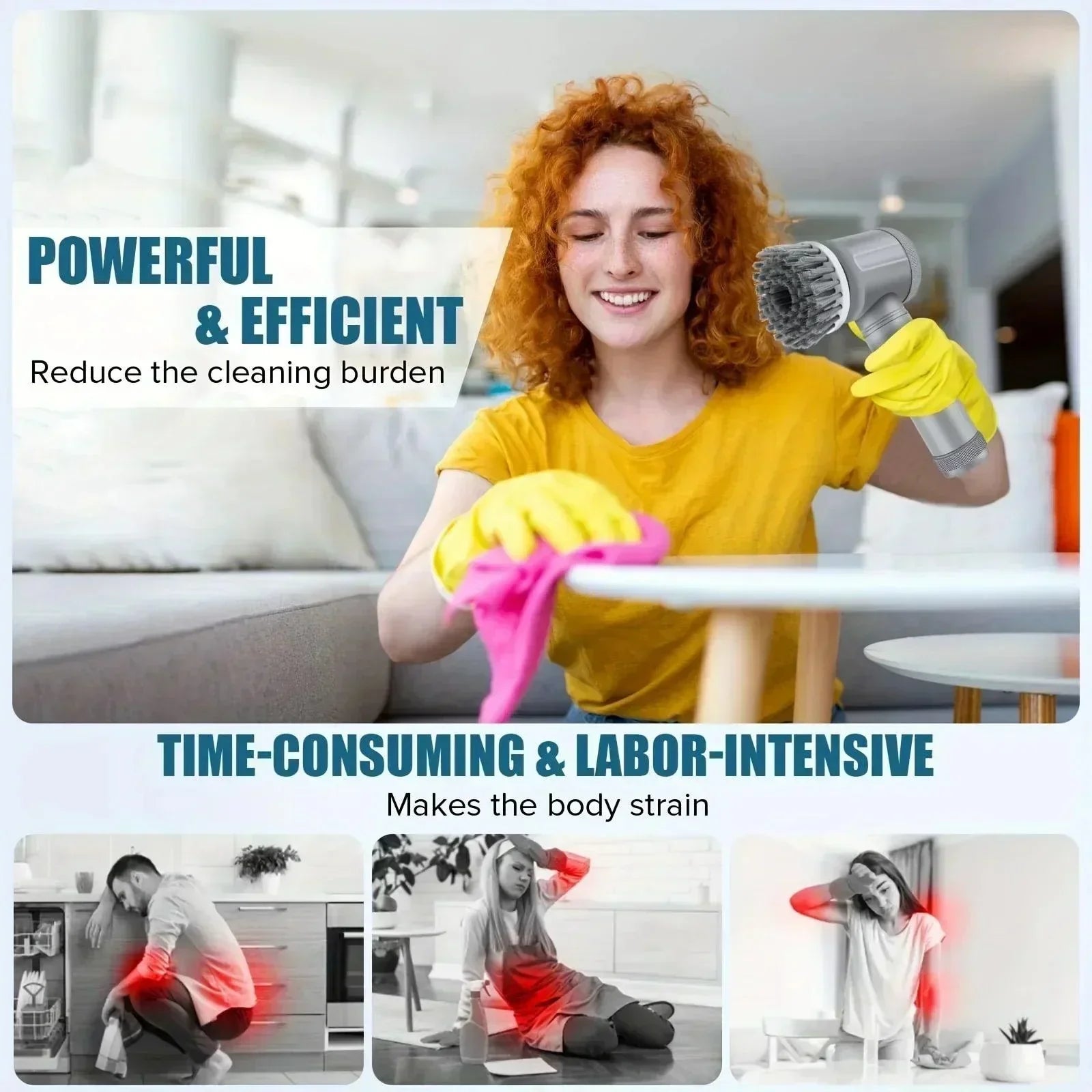Rechargeable Cordless Cleaning Scrubber with 6 Attachments