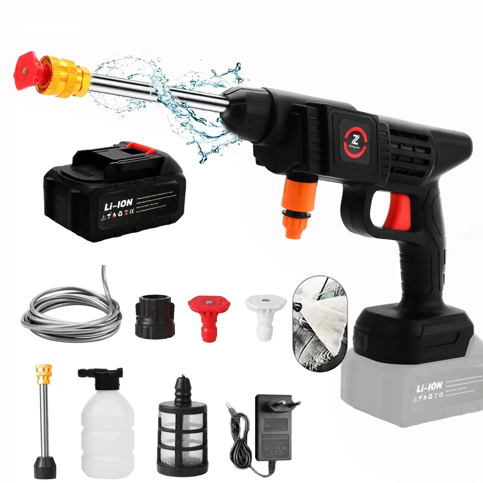 Portable Power Cleaner with Rechargeable Battery & Versatile Nozzle