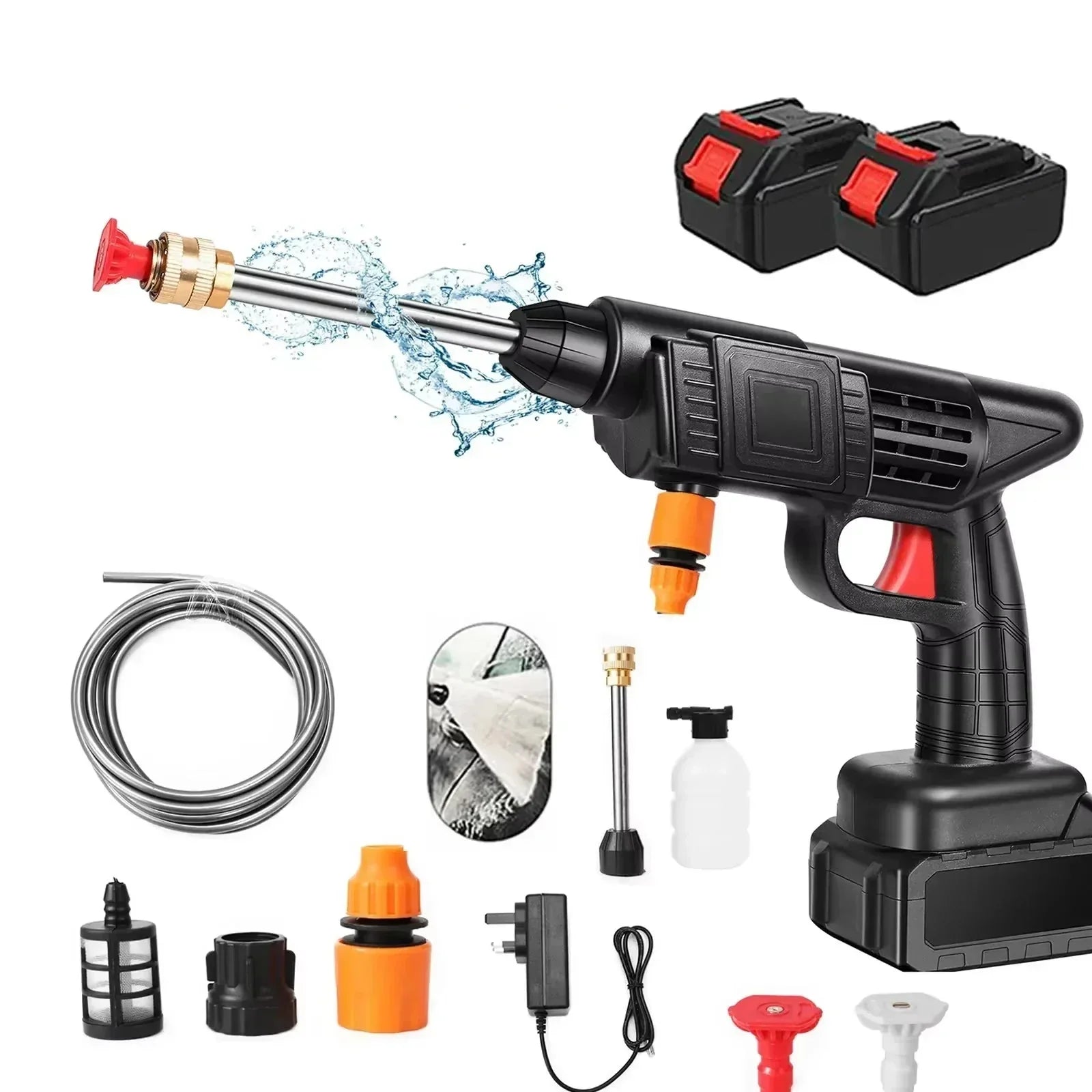 Portable Power Cleaner with Rechargeable Battery & Versatile Nozzle