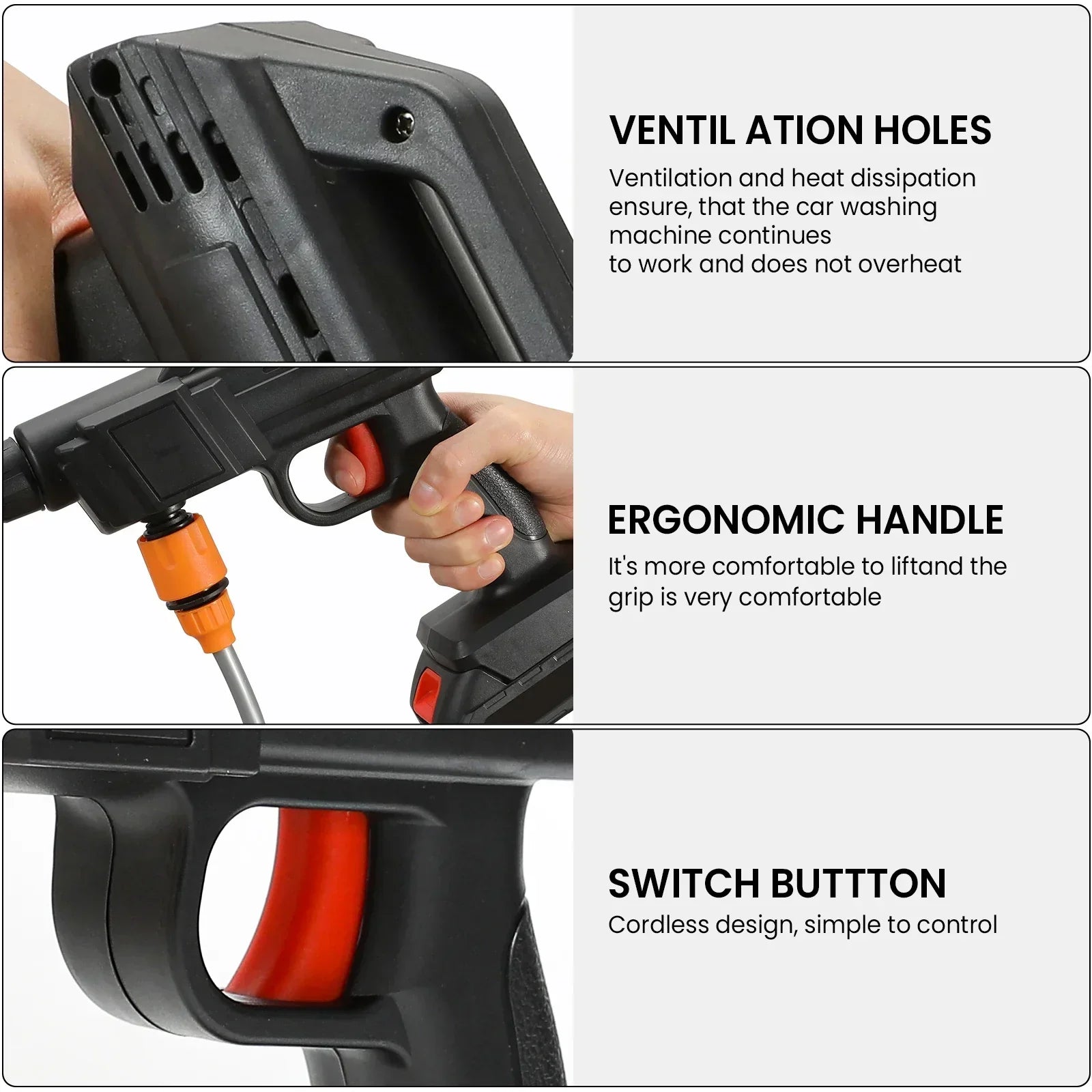 Portable Power Cleaner with Rechargeable Battery & Versatile Nozzle