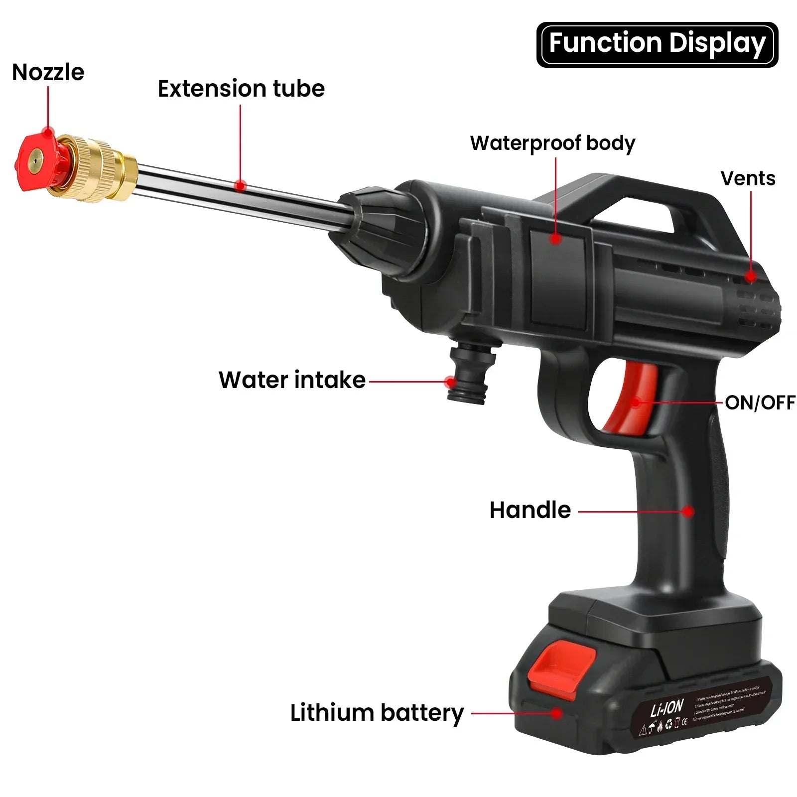 Portable Power Cleaner with Rechargeable Battery & Versatile Nozzle