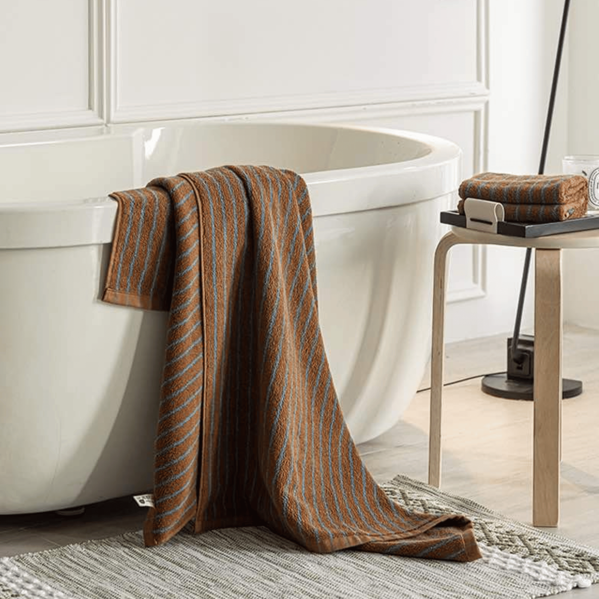Luxurious Striped Combed Cotton Bath Towel – Rectangle Shape