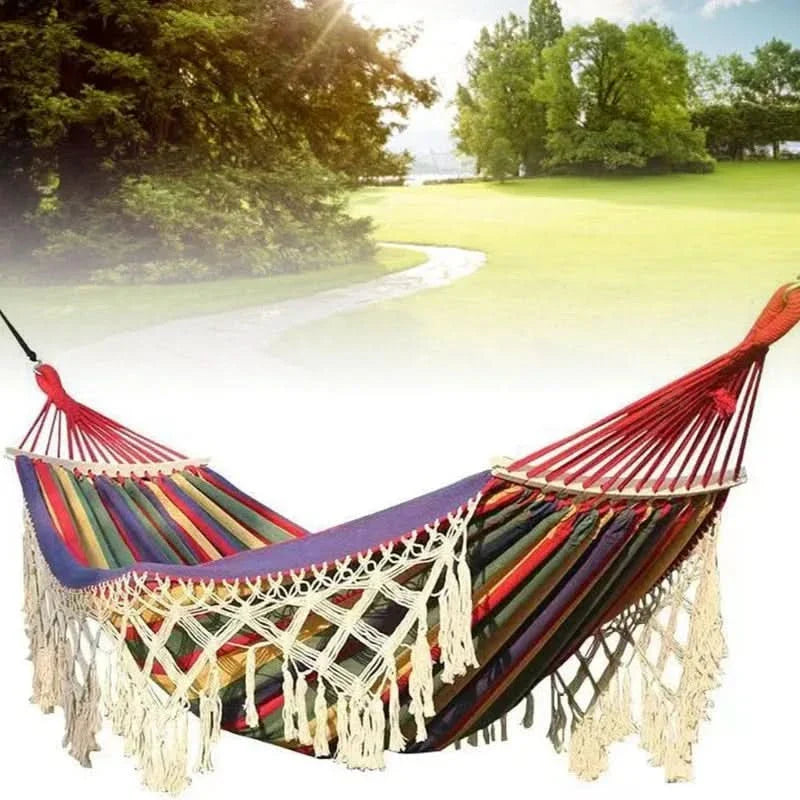 Double Canvas Hammock for Comfortable Outdoor Relaxation