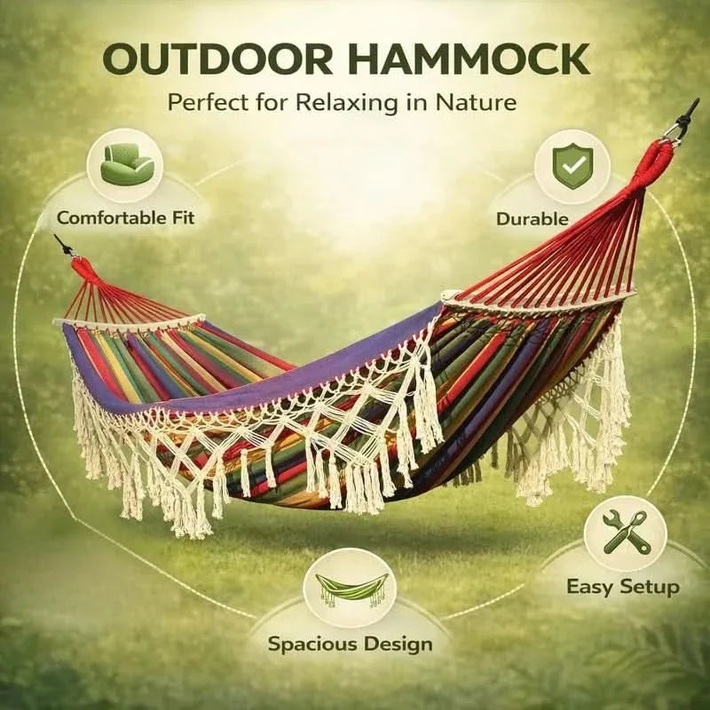 Double Canvas Hammock for Comfortable Outdoor Relaxation