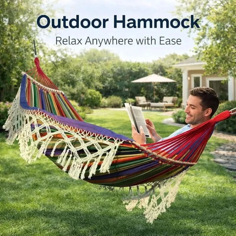 Double Canvas Hammock for Comfortable Outdoor Relaxation