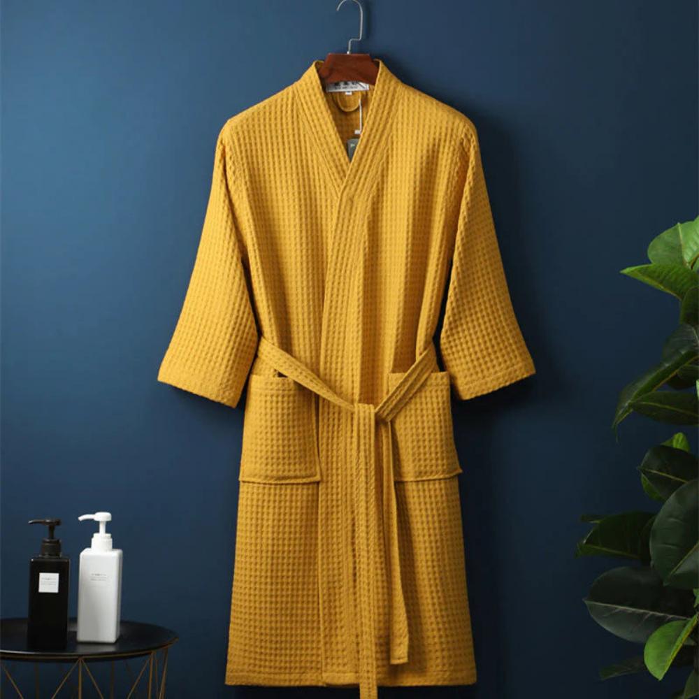 Serenity Spa – Men's Lightweight Cotton Waffle Robe with Pockets
