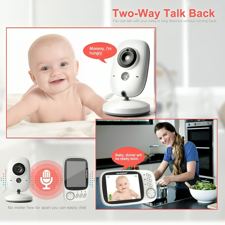 Wireless Baby Monitor with LCD Screen and Two-Way Audio Communication
