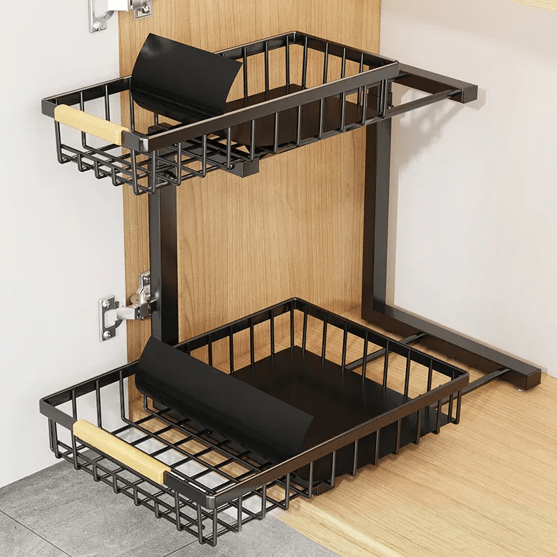 Versatile Under Sink Storage System with Durable Steel Frame
