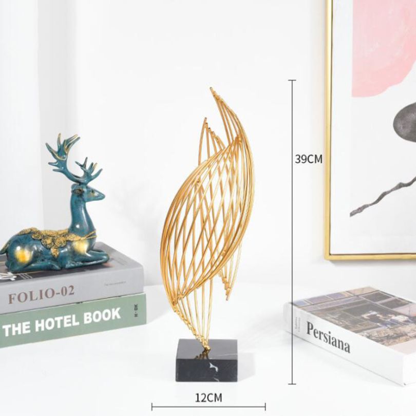 Fluid Elegance: Contemporary Gold Metal Art Piece