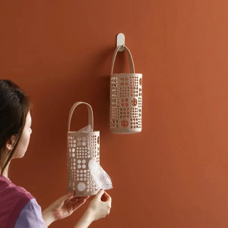 Cylindrical Wall-Mounted Storage Bag for Efficient Home Organization