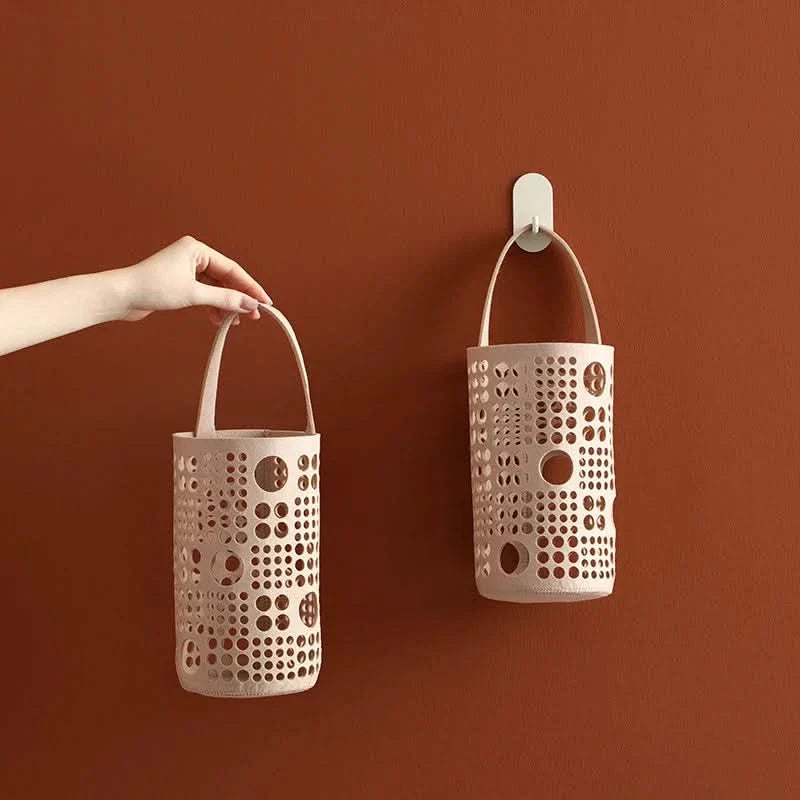 Cylindrical Wall-Mounted Storage Bag for Efficient Home Organization