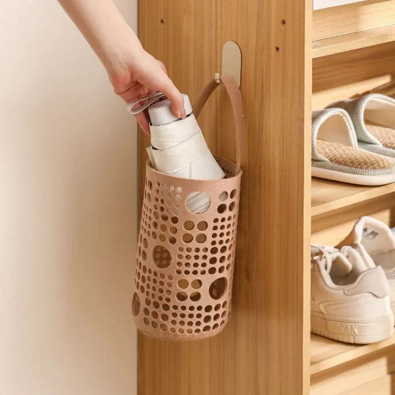 Cylindrical Wall-Mounted Storage Bag for Efficient Home Organization