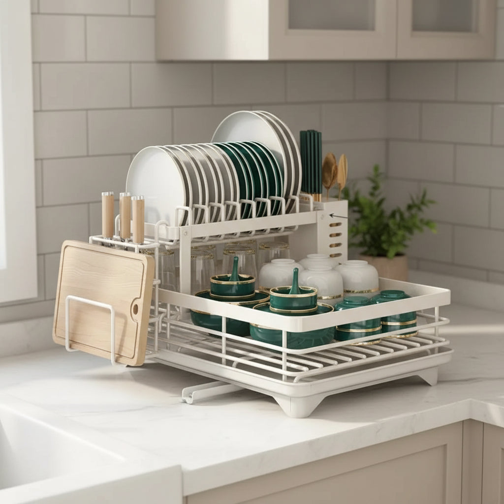 Compact Stainless Steel Dish Organizer - Perfect for Small Spaces