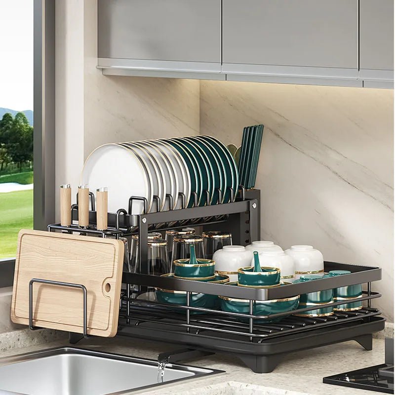 Compact Stainless Steel Dish Organizer - Perfect for Small Spaces