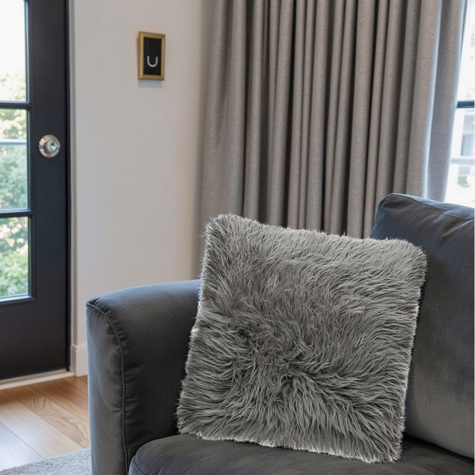 Luxurious Lambskin Throw Pillow with Soft Polyester Fill