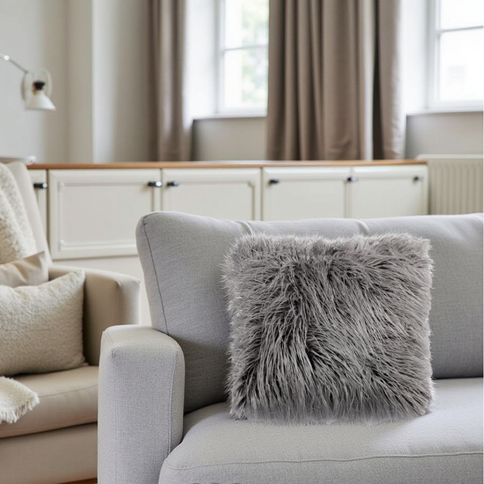 Luxurious Lambskin Throw Pillow with Soft Polyester Fill