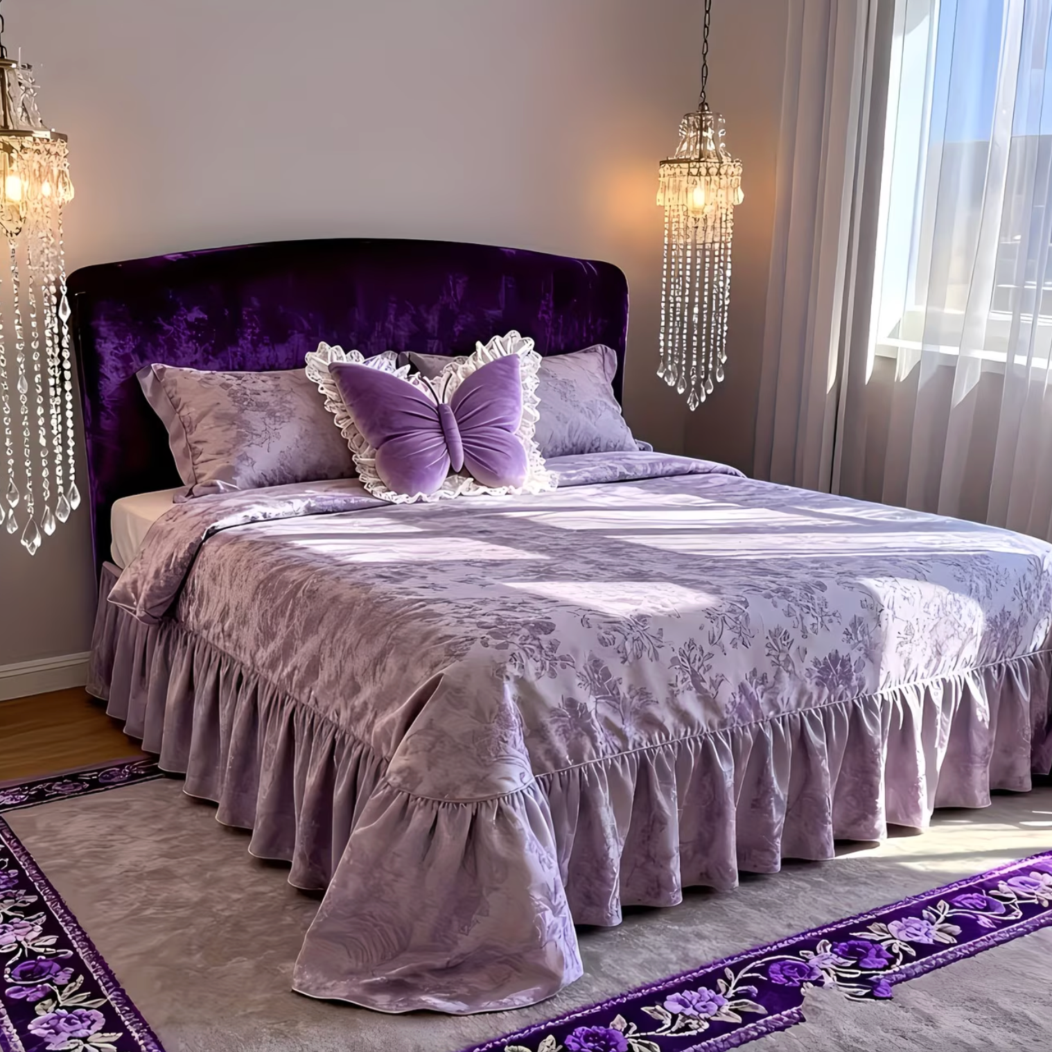 Butterfly-Inspired Plush Pillow with Elegant Lace Design