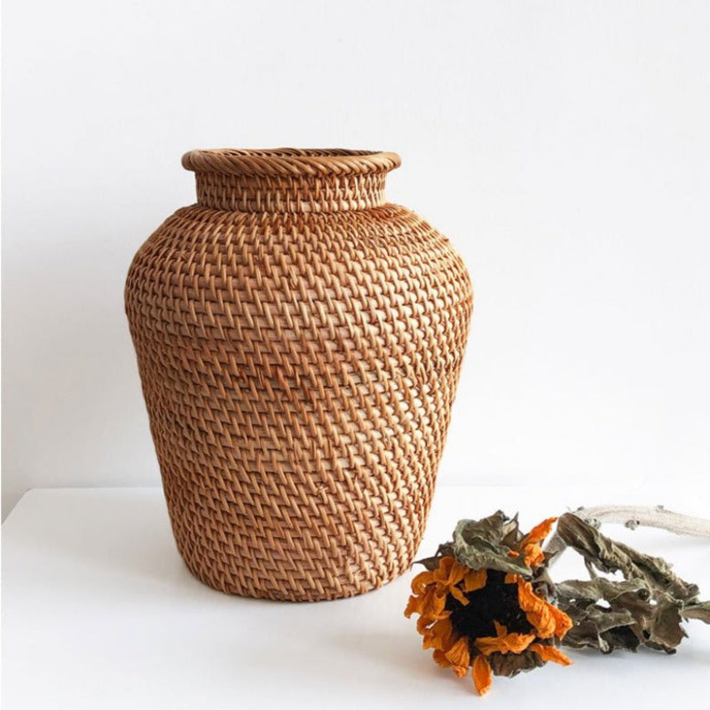 Handcrafted Woven Rattan Vase for Elegant Decor