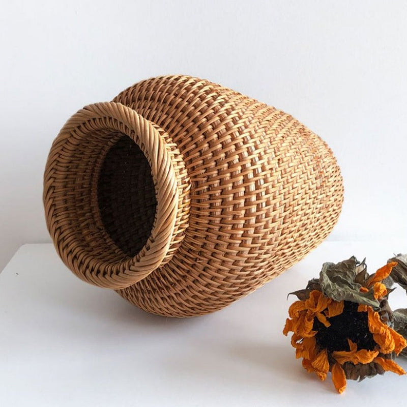 Handcrafted Woven Rattan Vase for Elegant Decor