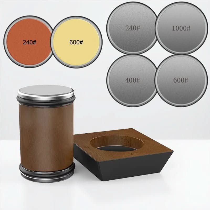 Precision Knife Sharpener with Diamond Grinder and Wooden Stand
