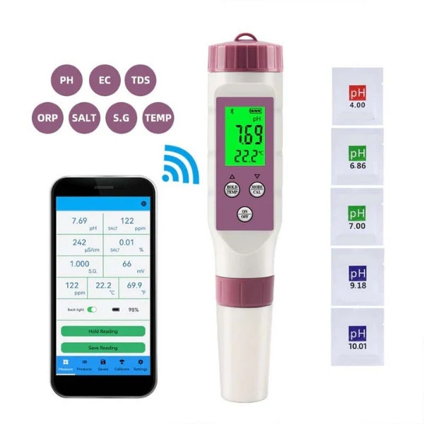 Versatile 7-in-1 Smart Water Quality Analyzer with App Integration