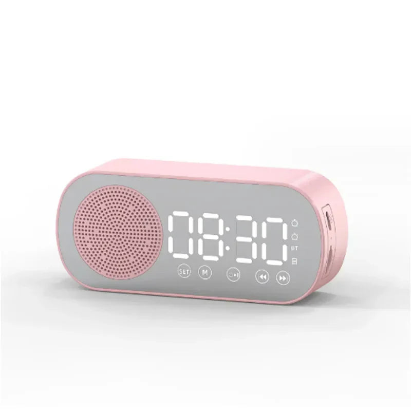 Sleek Bluetooth Alarm Clock with Mirror Display and FM Radio