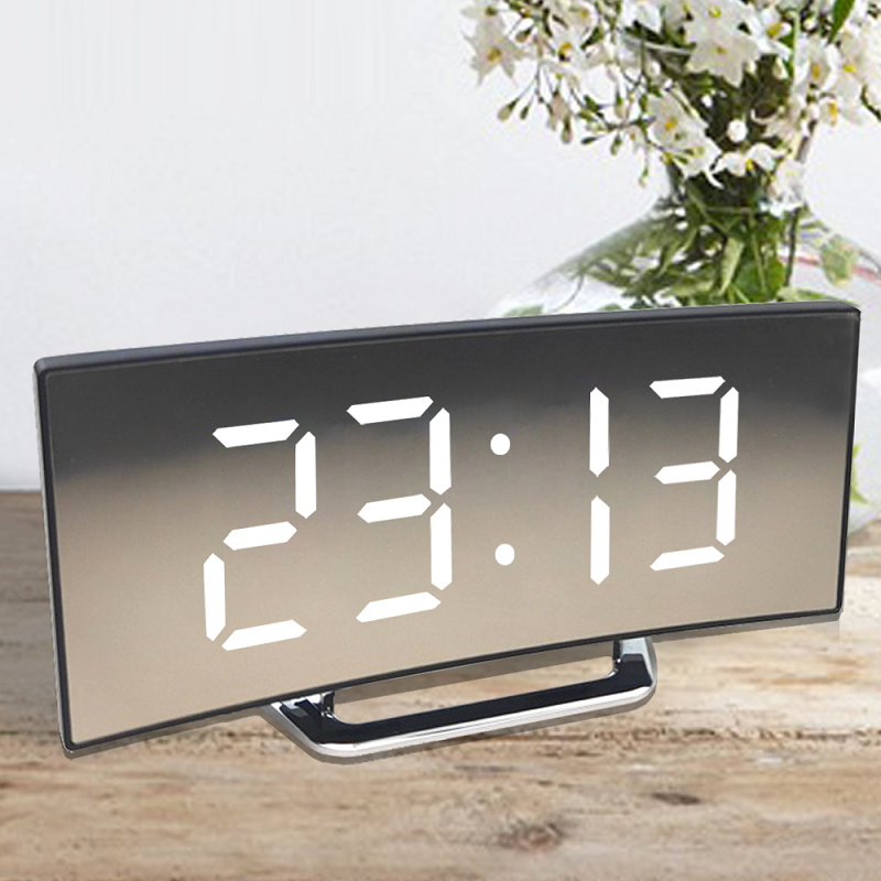 LED Mirror Alarm Clock with Auto Dimming - Digital Time Display