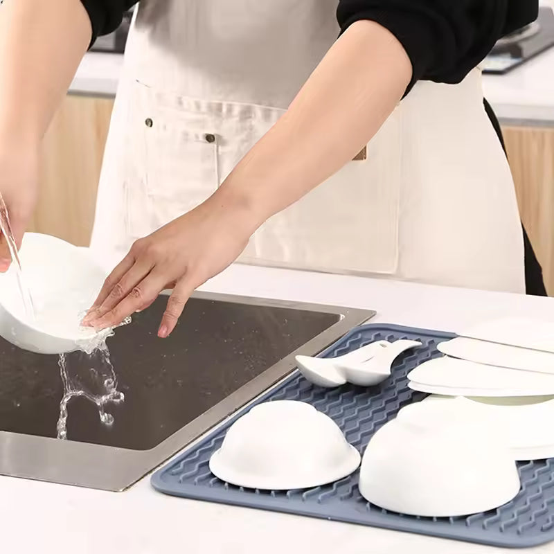 Silicone Dish Drying Mat - Heat Resistant Kitchen Liner