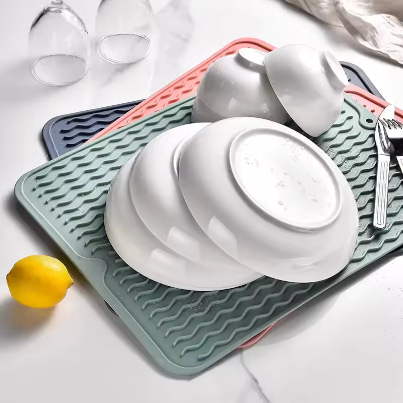 Silicone Dish Drying Mat - Heat Resistant Kitchen Liner