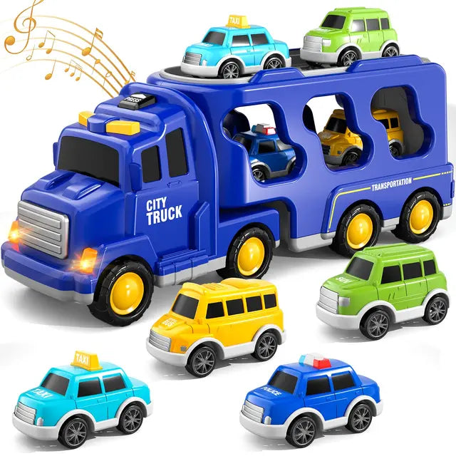 Two-Tiered Adventure Truck Playset with Mini Vehicles & Tunes