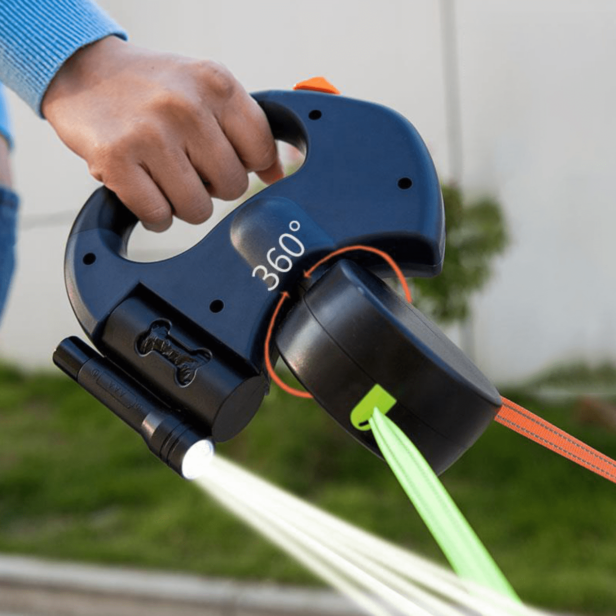 Dual Control Dog Leash with Built-In Light for Safe Walks