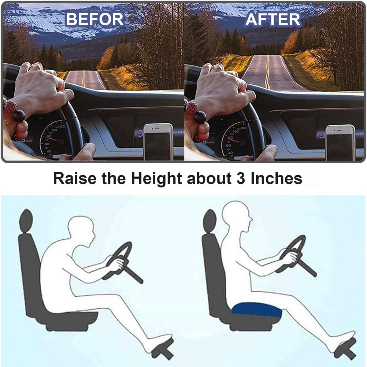 Elevate Your Drive: Comfort Booster Cushion for Height & Support