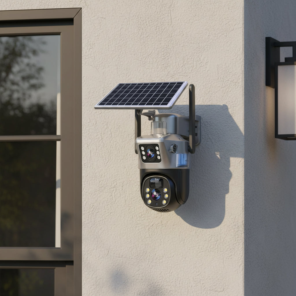 SafeGuard Vision – Solar-Powered 4K Security Camera with 360° View
