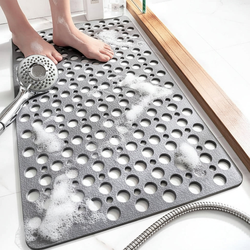 Non-Slip PVC Shower Mat with TPE | Suction Cups | Drain Holes