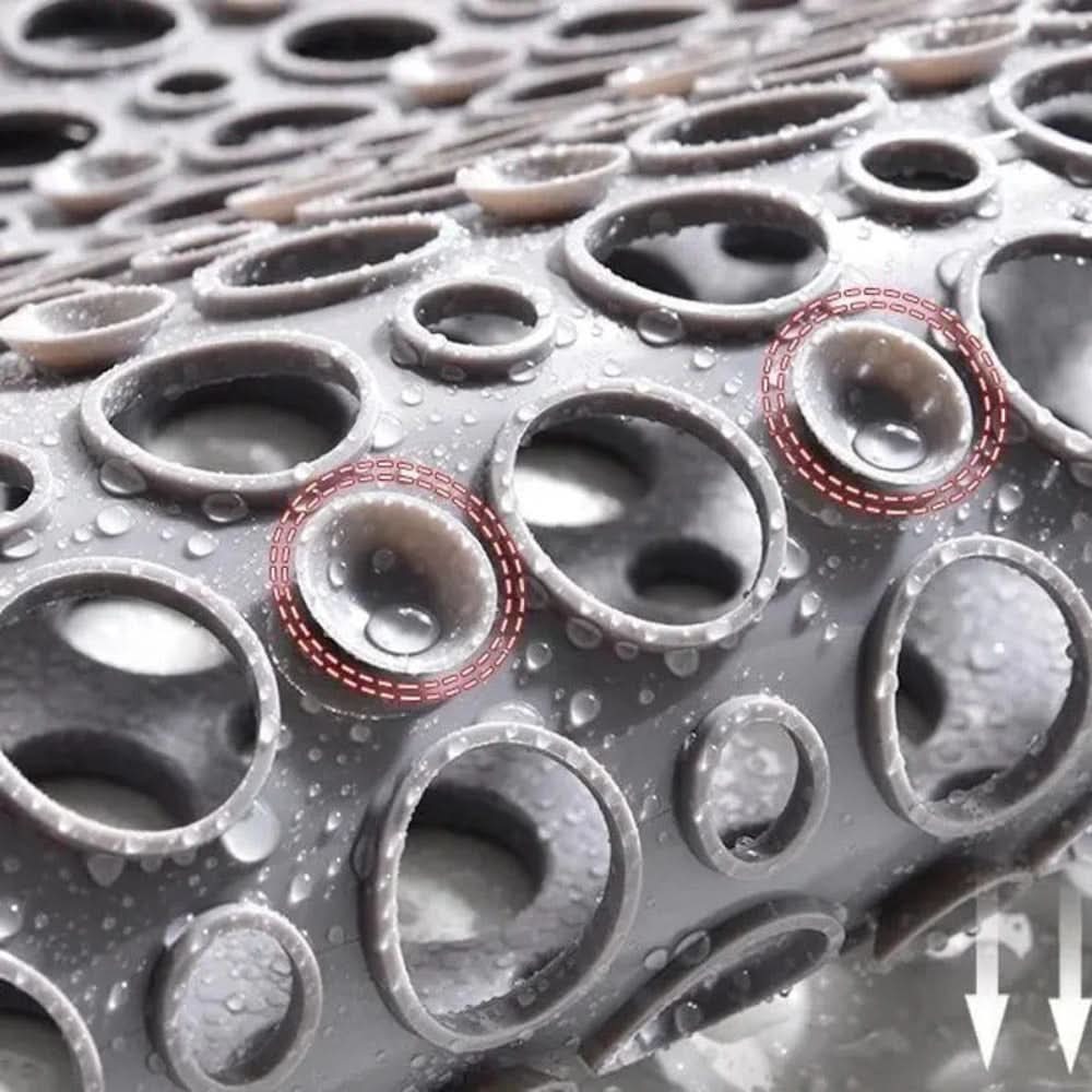 Non-Slip PVC Shower Mat with TPE | Suction Cups | Drain Holes