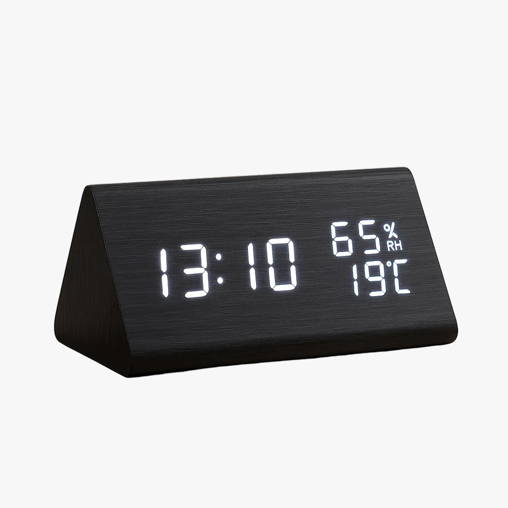 TimberTime – Elegant Wooden LED Clock with Brightness Control